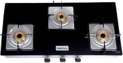 Brightflame Tulip 3 Burner ISI Approved Use Only PNG ( Gas Pipe Line) Stainless Steel Manual Gas Stove