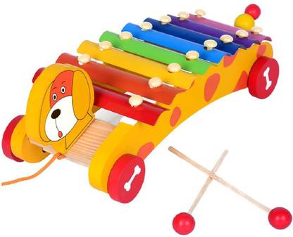 FunBlast Animal Xylophone with Pull along Wooden Toys for Kids, Dog Xylophone for Kids