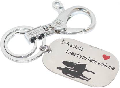 Aura Drive Safe Engraved Key Ring For Husband Wife Couple Father Metal Locking Carabiner