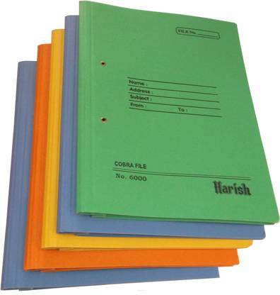 KESETKO Thick Paper Cardboard Heavy Duty Cobra Spring File, Spring inside Set of 5 File in Multicolor