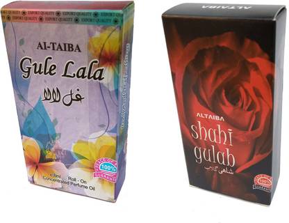 Altaiba Gule Lala 8ml and Shahi Gulab 6ml Combo Pack Attar Alcohol Free Pack of 2 Floral Attar