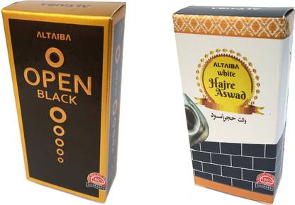 Altaiba Open Black 6ml and White Hajre Aswad 6ml Combo Pack Attar Floral Attar