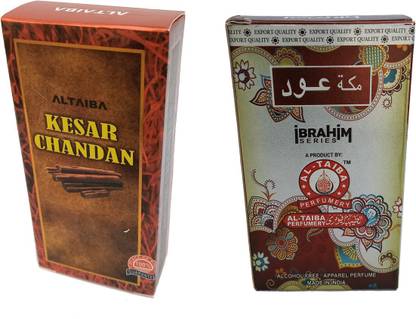 Altaiba Kesar Chandan 6ml and Makka Oud 8ml Combo Pack Attar Floral Attar
