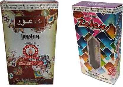 Altaiba Makka Oud 8ml and Zatax 8ml Combo Pack Attar Alcohol Free . Floral Attar