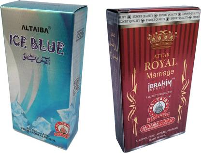 Altaiba Ice Blue 8ml and Royal Marriage 8ml Combo Pack Attar Alcohol Free Pack of 2 Floral Attar