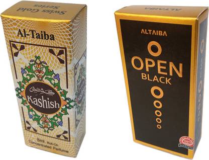 Altaiba Kashish 8ml and Open Black 6ml Combo Pack Attar Alcohol Free Pack of 2 Floral Attar