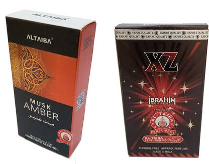 Altaiba Musk Amber 6ml and XZ 8ml Combo Pack Attar Alcohol Free Pack of 2 Floral Attar