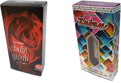 Altaiba Shahi Gulab 6ml and Zatax 8ml Combo Pack Attar Alcohol Free Pack of 2 Floral Attar