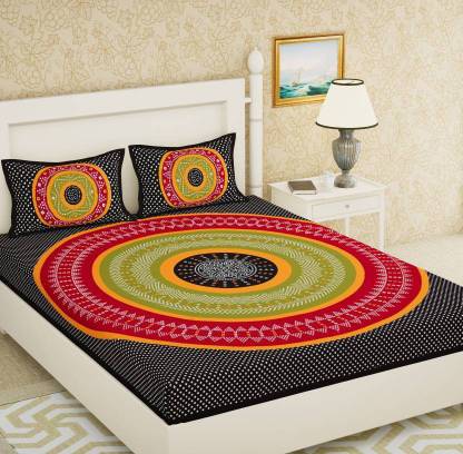 E ELMA 104 TC Cotton Double Printed Flat Bedsheet