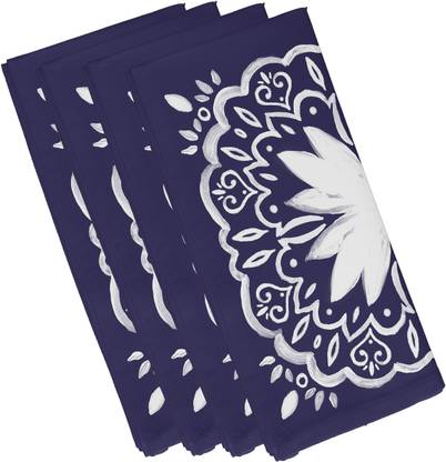 Simply Daisy Inch Cuban Tile 1 Geometric Print Napkin Navy Blue Blue Cloth Napkins