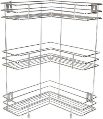 Alpyog 3 Layer L Shaped Corner Stand Stainless Steel For Kitchen Stainless Steel Wall Shelf