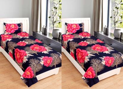 AJM 140 TC Microfiber Queen 3D Printed Flat Bedsheet