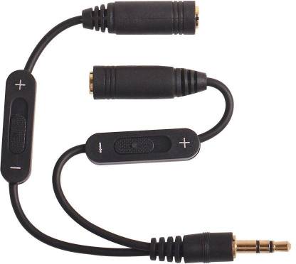 GVAAS Black Volume Control (NOT FOR MIC) 3.5mm Plug Jack Headphone Audio Stereo Y Splitter Cord Cable With Phone Separater Phone Converter