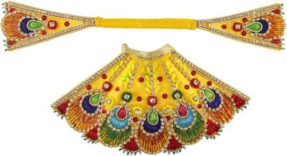 THE HOLY MART Heavy work Jagannath Baldev Subhadra dress set (3 inch size) by The Holy Mart | God Dress Dress