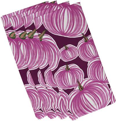 E By Design Pumpkins-A-Plenty Geometric Print Napkin Purple Cloth Napkins