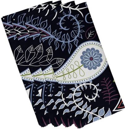 E By Design Paisley Floral Floral Print Napkin Blue Cloth Napkins