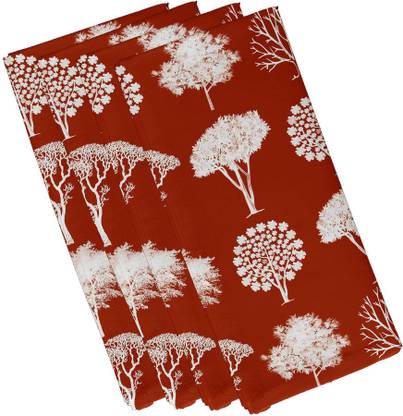 E By Design Field of Trees Floral Print Napkin Maroon Cloth Napkins