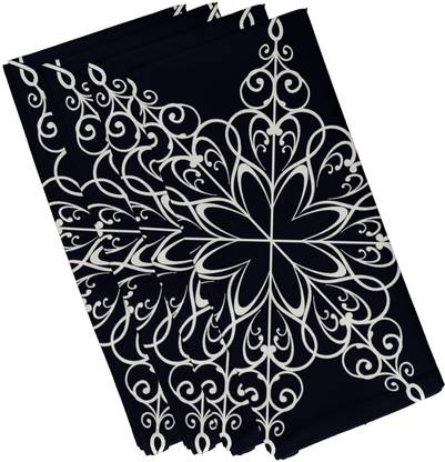 E By Design Snowflake Geometric Print Napkin Blue Cloth Napkins
