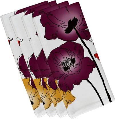 E By Design Poppies Floral Print Napkin Purple Cloth Napkins