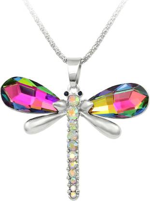 Divastri Designer Butterfly Chain Pendant Silver Alloy Pendant Set