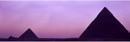 Silhouette of pyramids at dusk Giza Egypt Canvas Art - Panoramic Images (18 x 6) Canvas Art