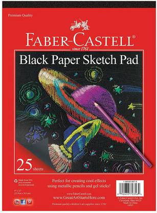 FABER-CASTELL Black Paper Pad 9" X 12" 25 sheets Sketch Pad