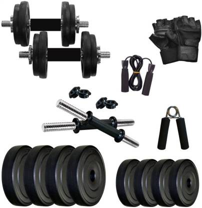 STARX 16 kg PVC 16 Kg Weight with rods and Accessories Home Gym Combo