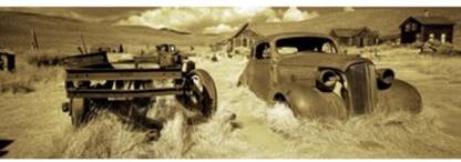 Abandoned car in a ghost town Bodie Ghost Town Mono County California USA Canvas Art - Panoramic Images (18 x 6) Canvas Art