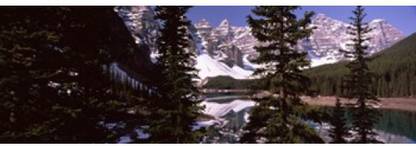 Lake in front of mountains Banff Alberta Canada Canvas Art - Panoramic Images (18 x 6) Canvas Art