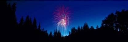 Fireworks Canada Day Banff National Park Alberta Canada Canvas Art - Panoramic Images (18 x 6) Canvas Art