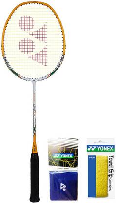 YONEX Combo of 3, 1 Nanoray Light 11i "ISOMETRIC SHAPE", 1 Wrist Band, 1 Grip Multicolor Strung Badminton Racquet