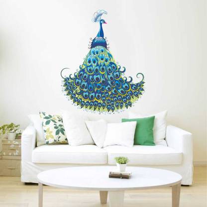 Flipkart SmartBuy 91 cm Wall Decals ' Blue Peacock ' Wall Stickers Self Adhesive Sticker