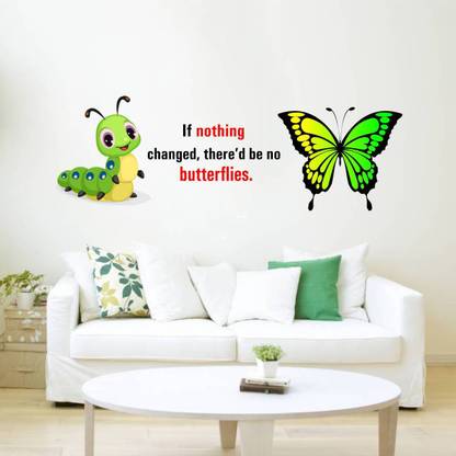 Flipkart SmartBuy 76 cm Wall Decals ' Butterfly Change Motivation Quotes ' Wall Stickers Self Adhesive Sticker