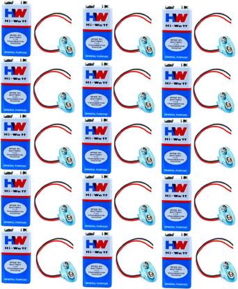 Inditrust 15 Pc 9 VOLTS HW BATTERY with + 15 Pc Connector (Pack of 15)  Battery