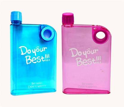 TrendZone A5 Size Memo Notebook Style Flat Bottle-Pink & Blue (Set of 2) 380 ml Bottle
