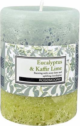 ROSeMOORe Scented Handmade Pillar Candle Eucalyptus and Kaffir Lime Candle