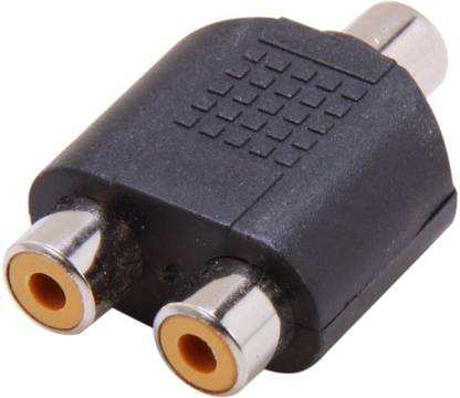 Fedus Black 2 RCA Female to 1-RCA Female Audio -Jack Adapter Phone Converter