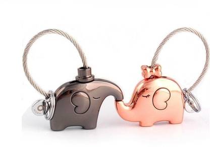 Grab Classy Couples Keychain - Cute Couple Key Chains Pair (Elephant) Key Chain