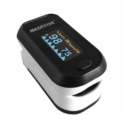 MEDITIVE Fingertip Pulse Oximeter, Dual Color OLED Display Blood Oxygen Monitor with Alarm Feature with Perfusion Index - PI Index Pulse Oximeter