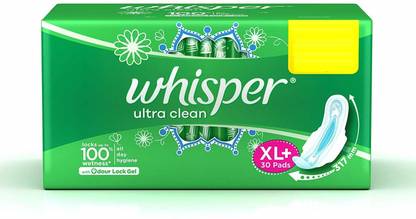 Whisper Ultra Sanitary Pads XL Plus wings (30 Count) Sanitary Pad