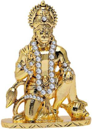 N Trade Bajrang Bali Ashirwad Idol Gold Metal Statue Decorative Showpiece  -  7.4 cm