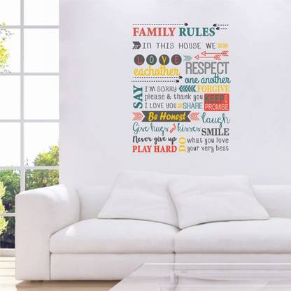 Flipkart SmartBuy 64 cm Happy Family Rules ' Wall Stickers (PVC Vinyl,Multicolour) Self Adhesive Sticker