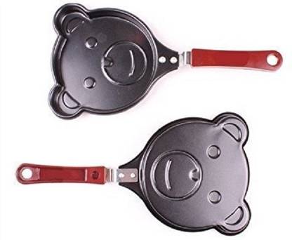 UTTARZONE Teddy Bear Shape Cute Design Non Stick Egg Frying Pan (Pack Of 2) Pot 12 cm diameter 2 L capacity with Lid