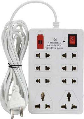 D-DEVOX Socket Surge Protector (White) 8  Socket Extension Boards