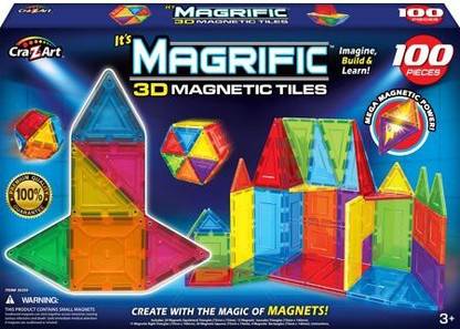 Cra-Z-Art Magrific 100 Piece Multi-color Magnetic Tiles Set