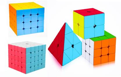 D ETERNAL Speed Cube Combo Set of 2x2 3x3 4x4 5x5 Pyraminx Triangle Magic Puzzle�Game Toy