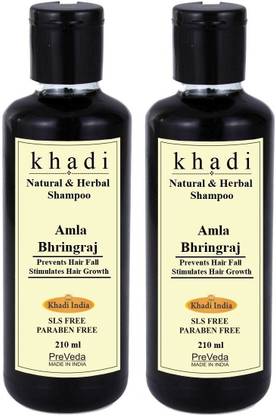 PreVeda Khadi Amla Bhringraj Shampoo Natural & Herbal Best Anti Hair Fall Shampoo Sls & Paraben Free ( Pack of 2 )