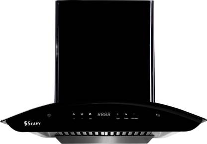 Seavy Ciaz Black Titanium Steel 60cm Auto Clean Wall Mounted Black/ Glossy Finish 1200 CMH Chimney