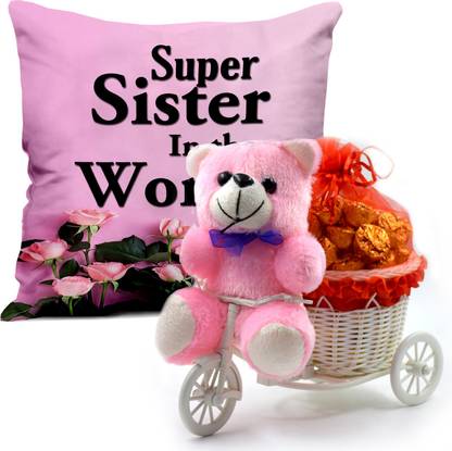 Midiron Beautiful gifts pack for Sister on her Birthday, Rakhi, Anniversary, Raksha Bandhan IZ19CyChoco20TPCU16-DTSister-93 Plastic, Silk Gift Box