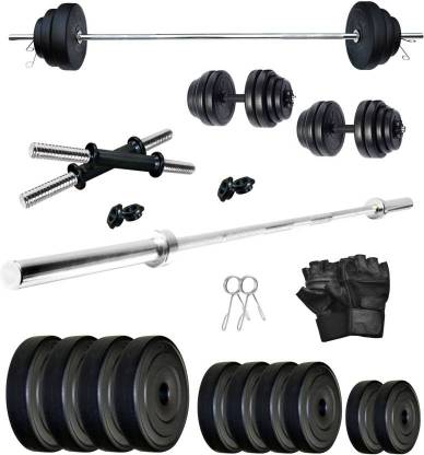STARX 50 kg Home Gym PVC 50 KG Dumbbell Set with 5Ft Straight Rod & Gym Gloves_4 Home Gym Combo